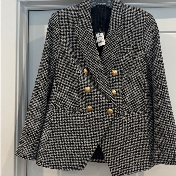 BRAND NEW Express Black and White Houndstooth Blazer with Gold Accents - Picture 6 of 6